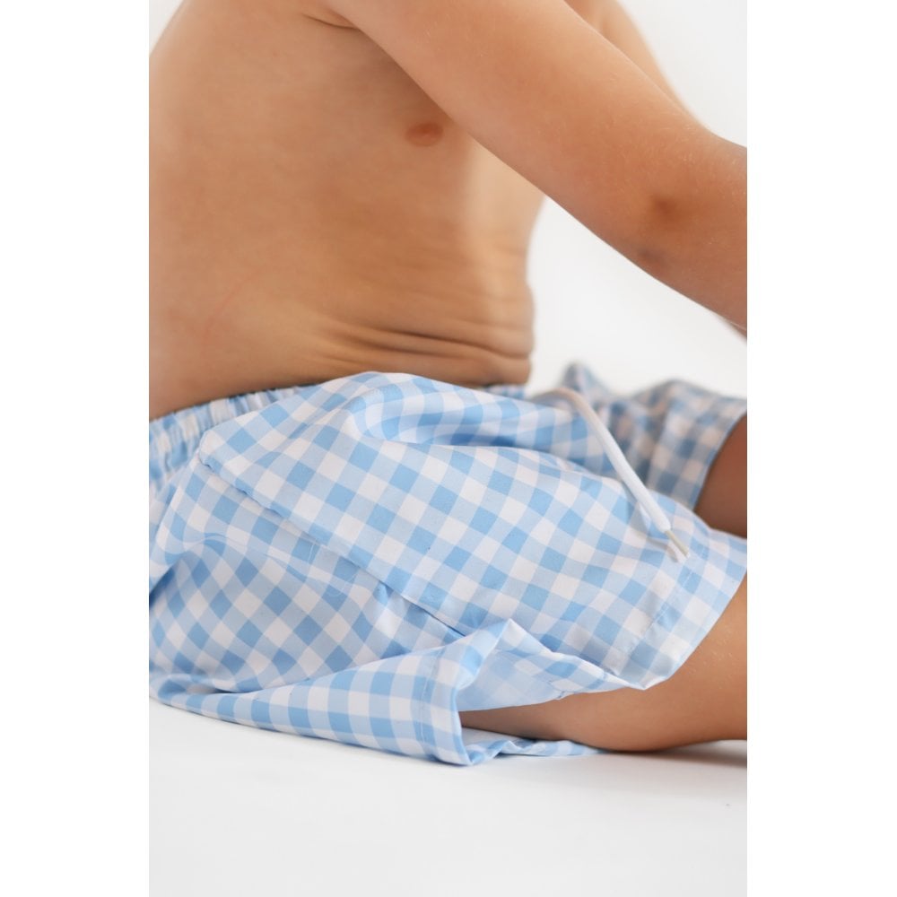 Henley Boys Blue Checked Swimming Shorts