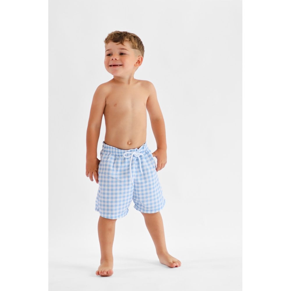 Henley Boys Blue Checked Swimming Shorts