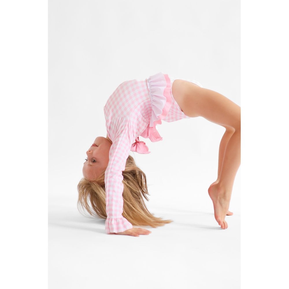 Hope Girls Pink Bow Long Sleeve Swimming Costume Cover Up