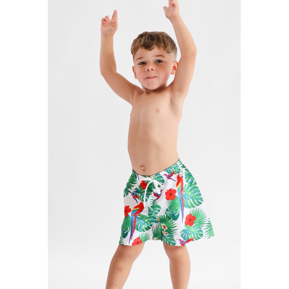 Maui Parrot Swimming Trunks Red