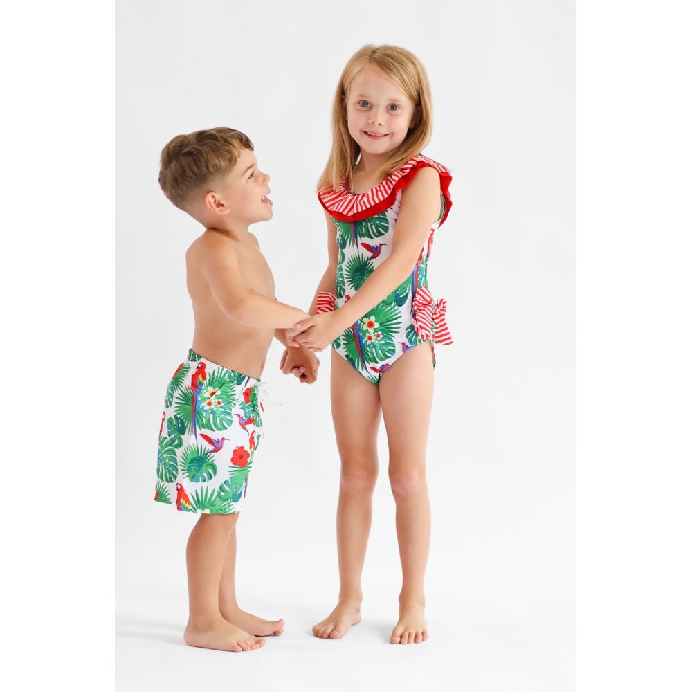 Maui Parrot Swimming Trunks Red