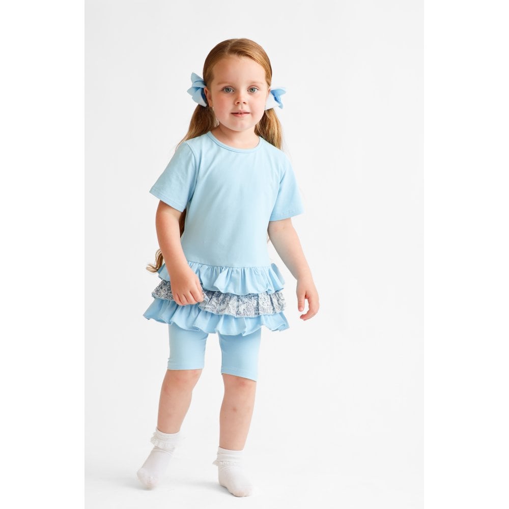 Paisley Girls Printed Frilly Ruffle 3 Piece Set Blue