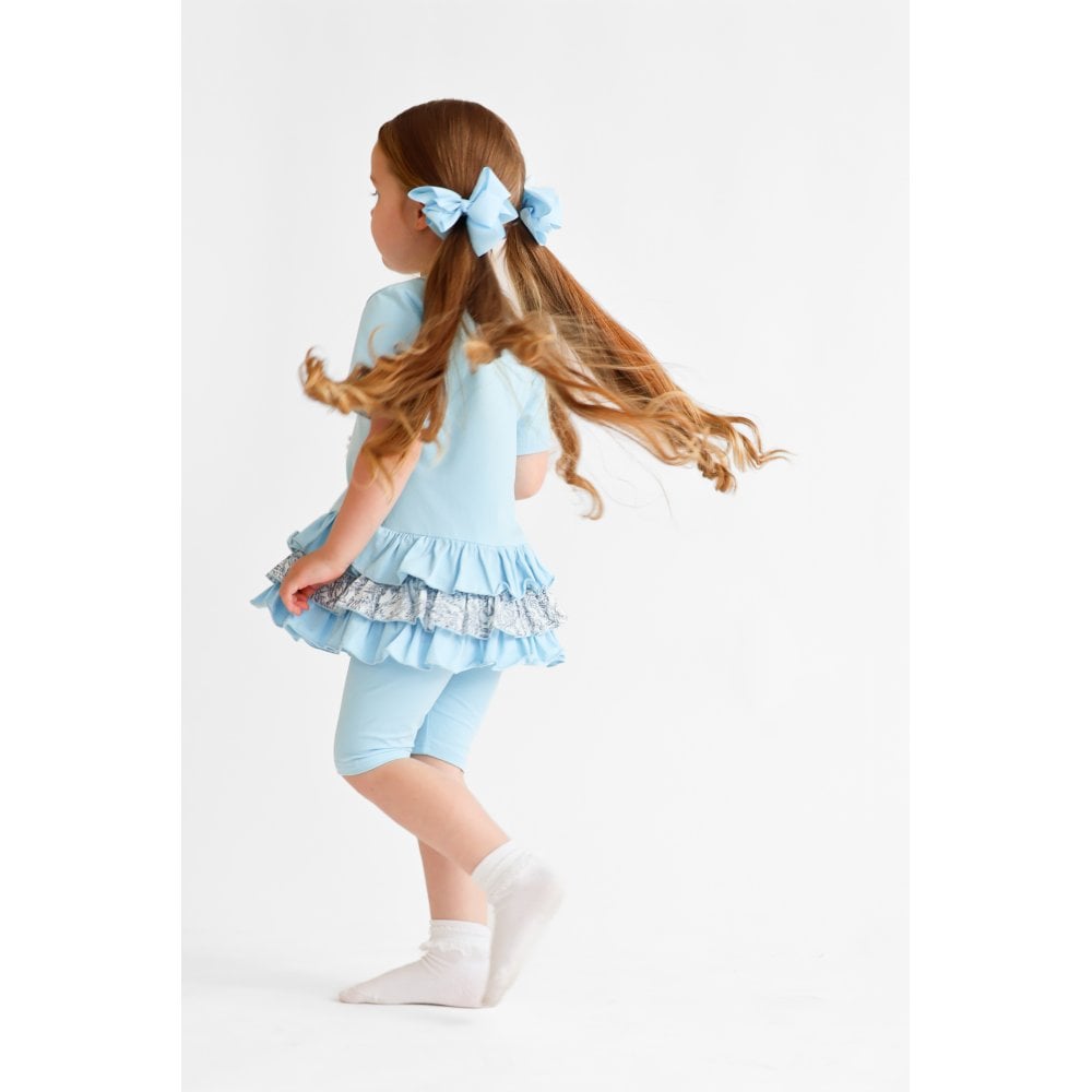 Paisley Girls Printed Frilly Ruffle 3 Piece Set Blue