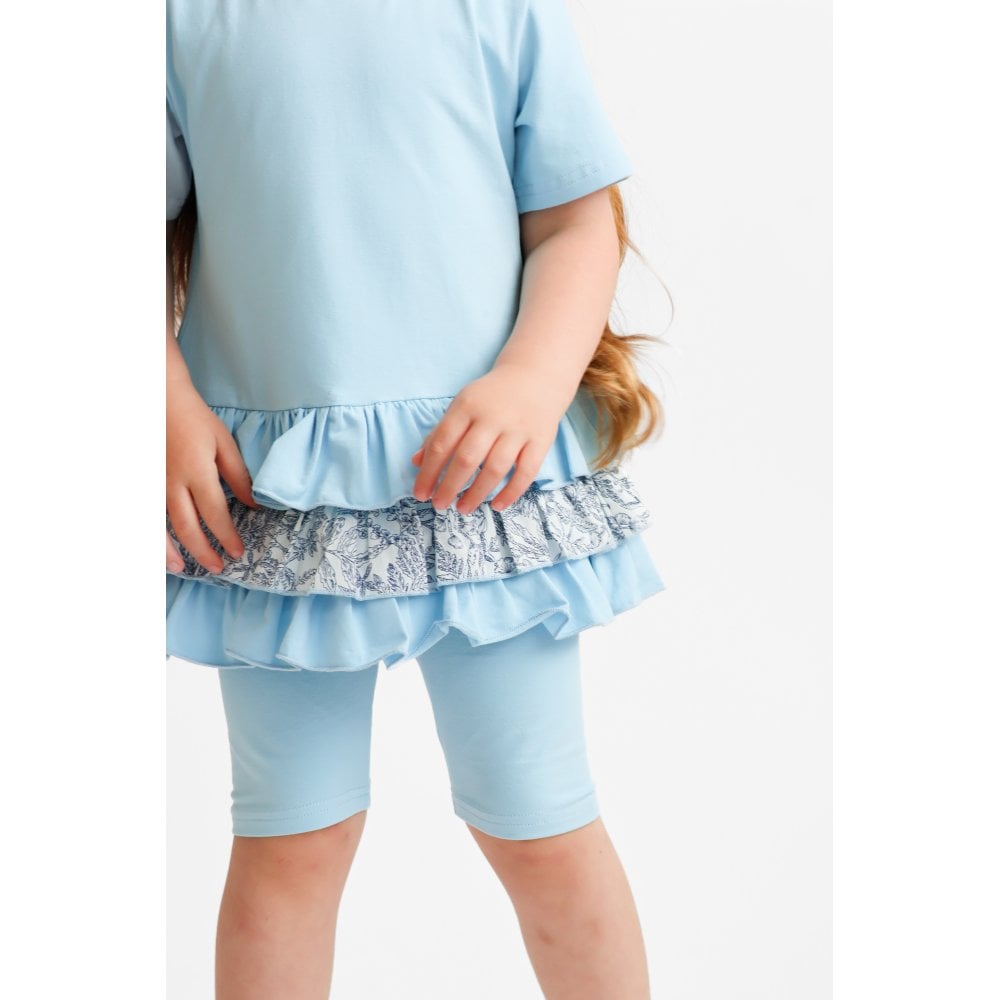Paisley Girls Printed Frilly Ruffle 3 Piece Set Blue