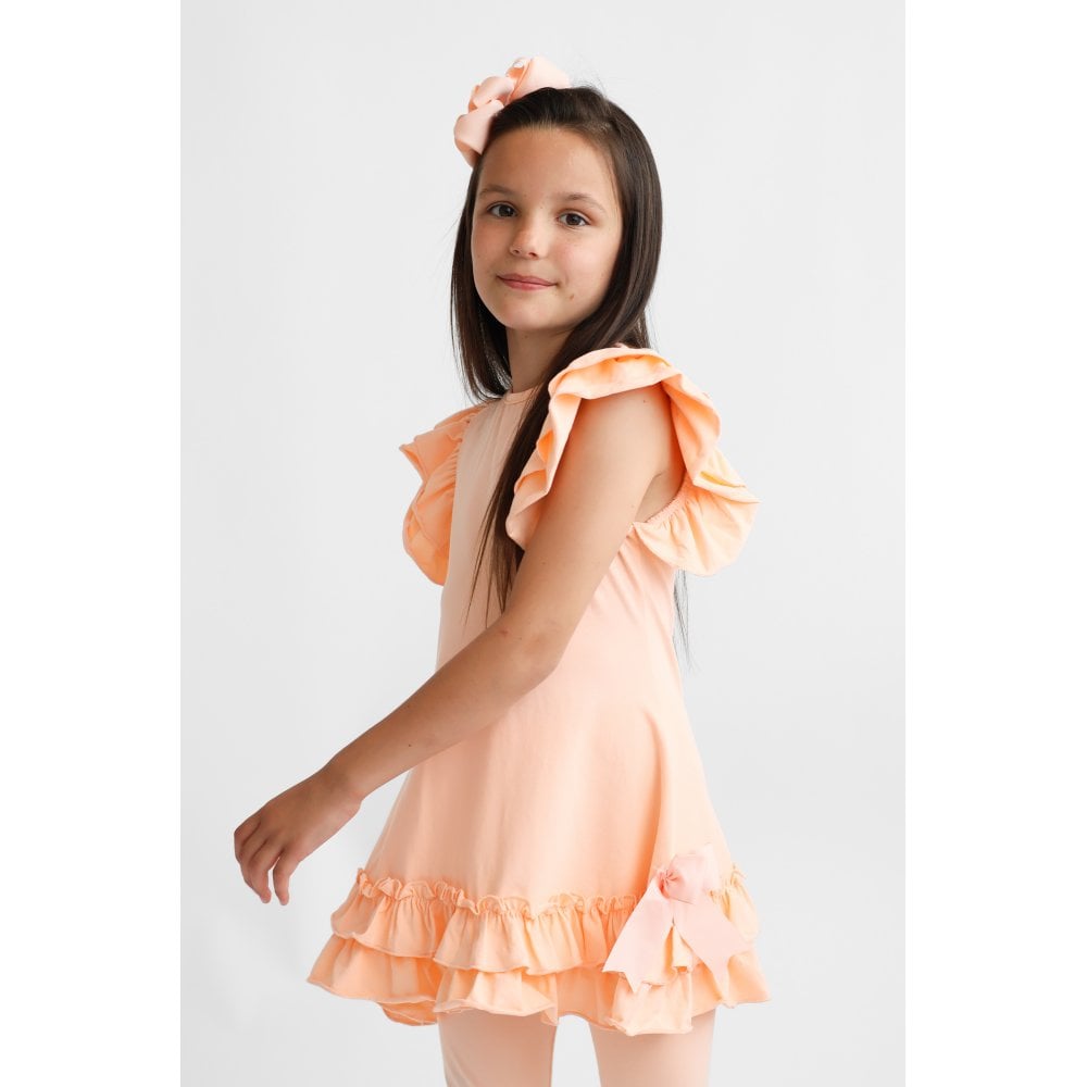 Amber Girls Frilly Legging Set Tracksuit Peach
