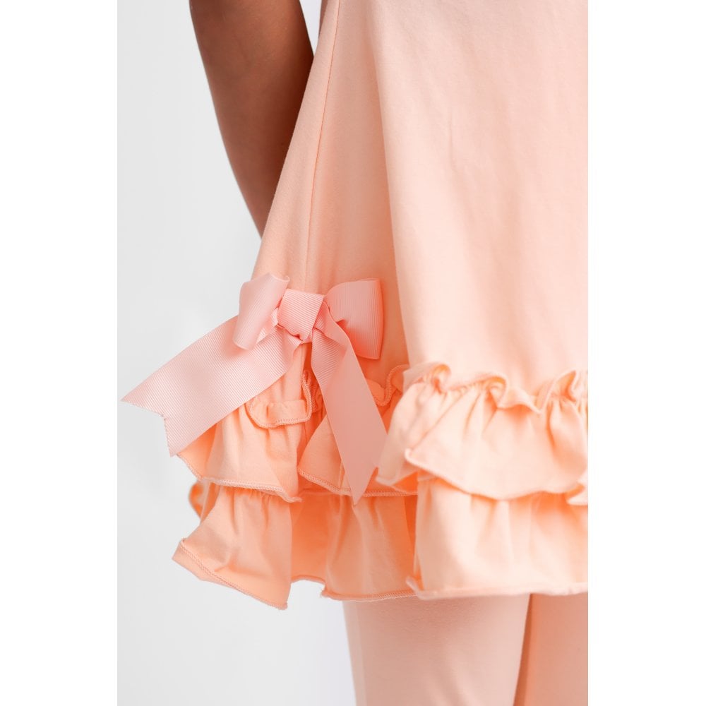 Amber Girls Frilly Legging Set Tracksuit Peach