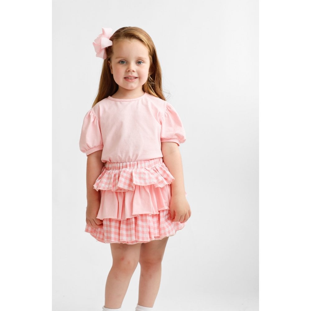 Lexi Girls Ruffled Checked Top & Rara Skirt Set
