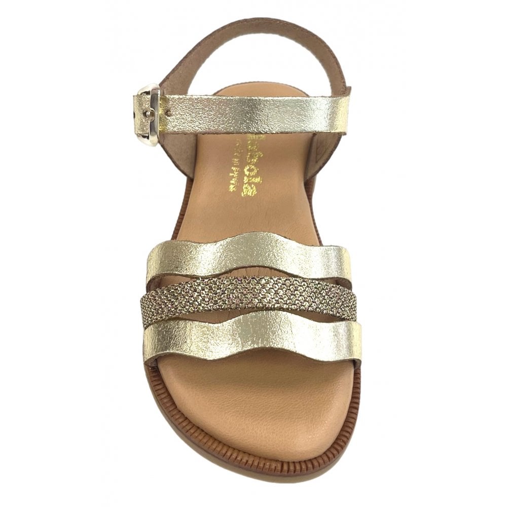 E704 Wave Strap Sandal Gold