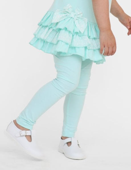 Celine Girls Ruffle Frilly Leggings & Shorts Set Mint