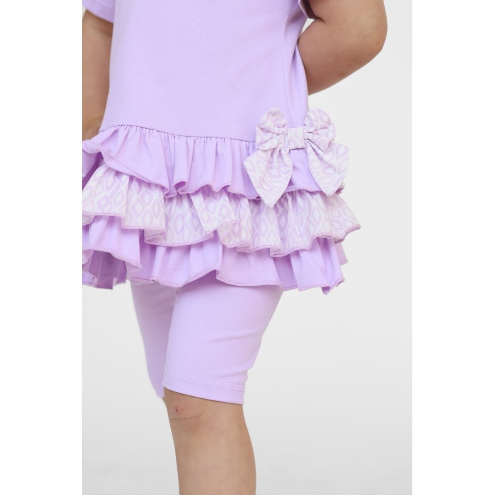 Celine Girls Ruffle Frilly Leggings & Shorts Set Lilac