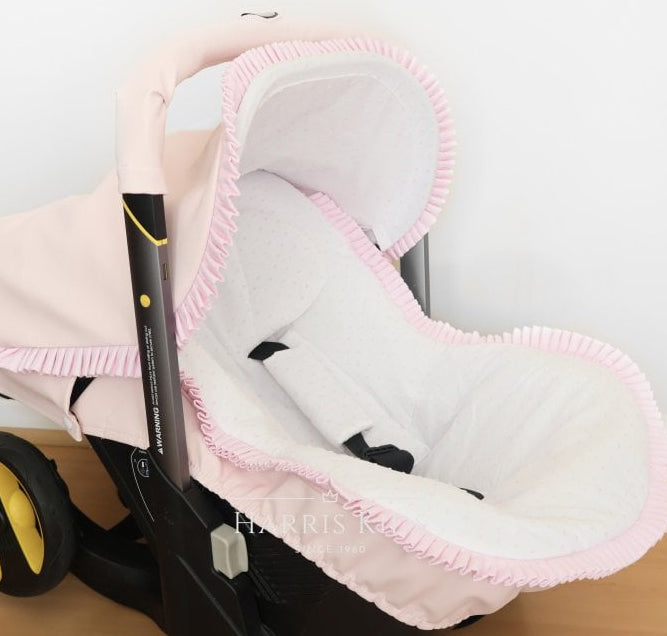 037241 Leatherette Pink & White Doona Car Seat Cover