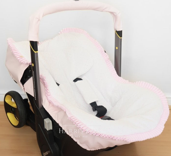 037241 Leatherette Pink & White Doona Car Seat Cover