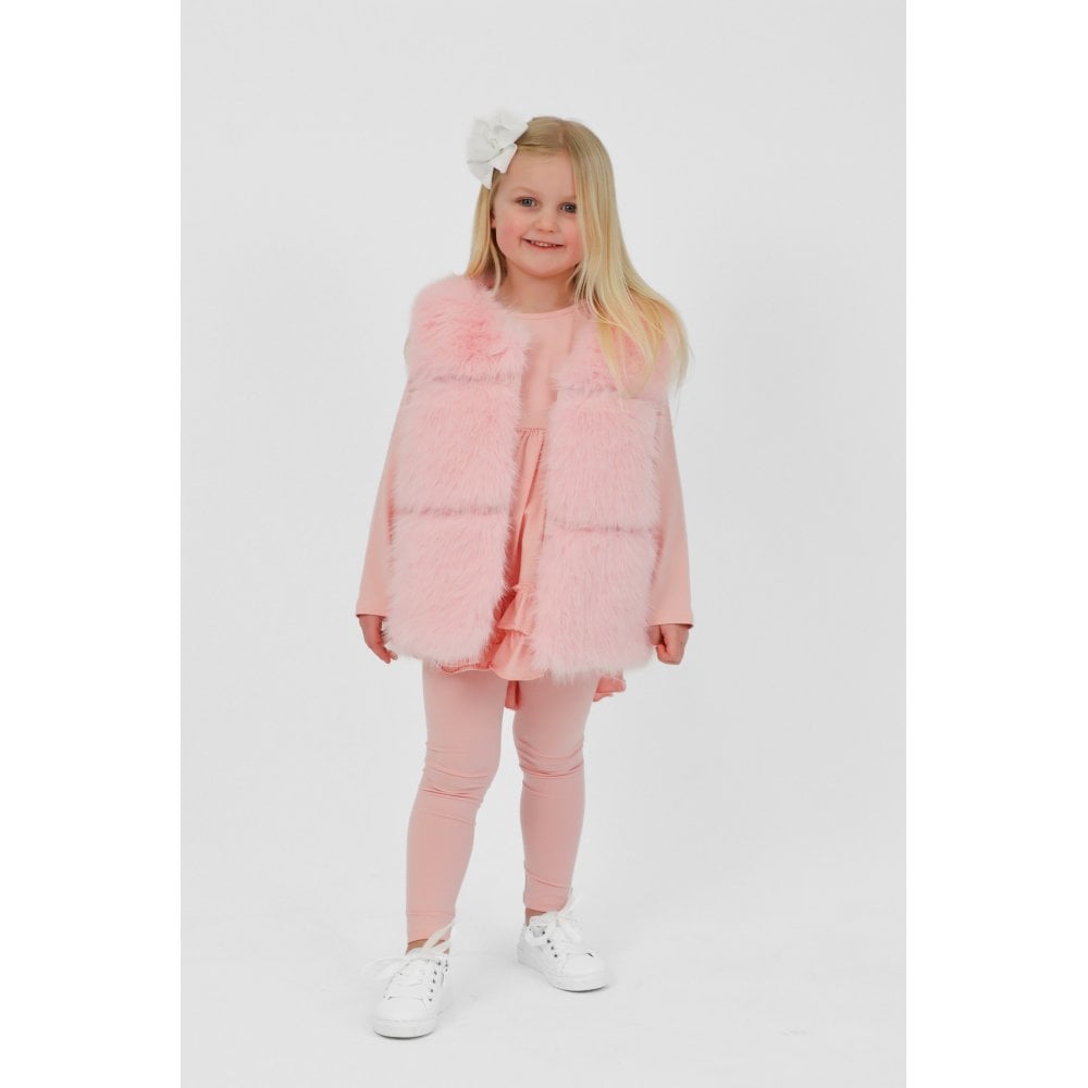 Alora Girls Faux Fur Gilet Baby Pink