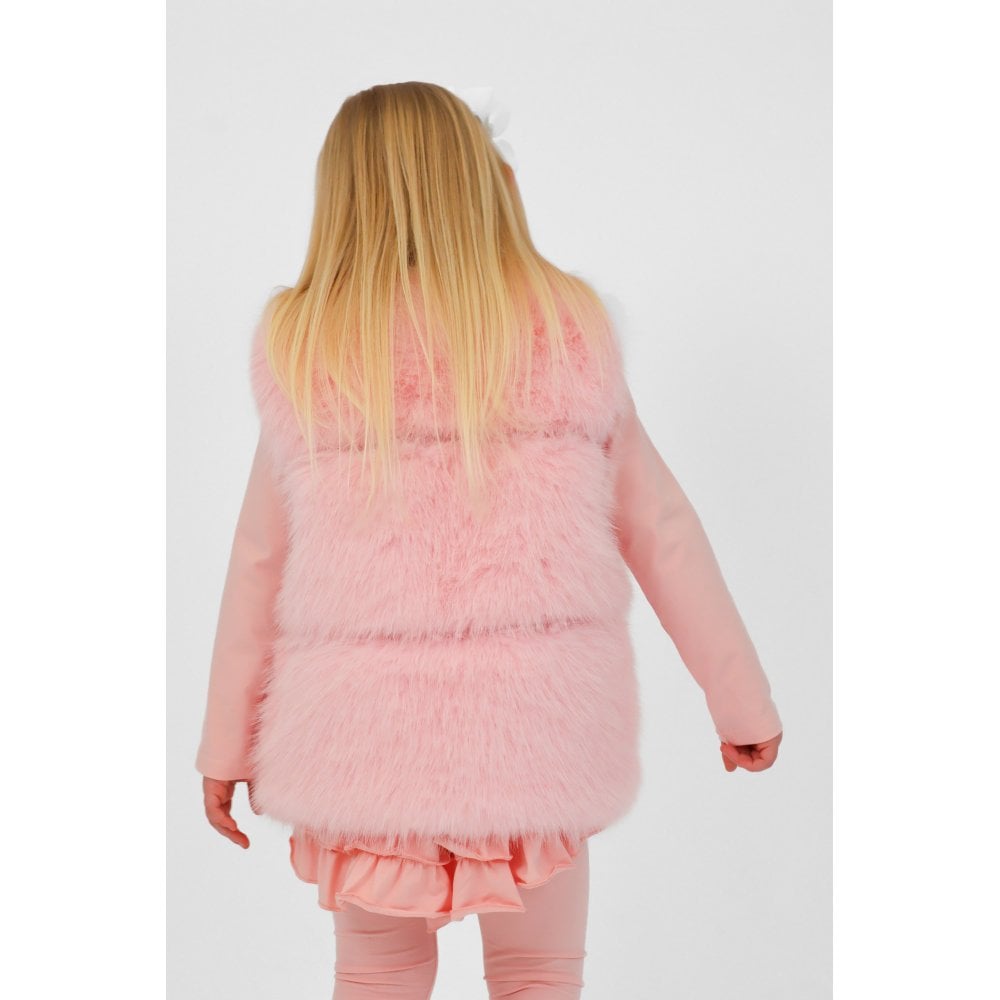 Alora Girls Faux Fur Gilet Baby Pink