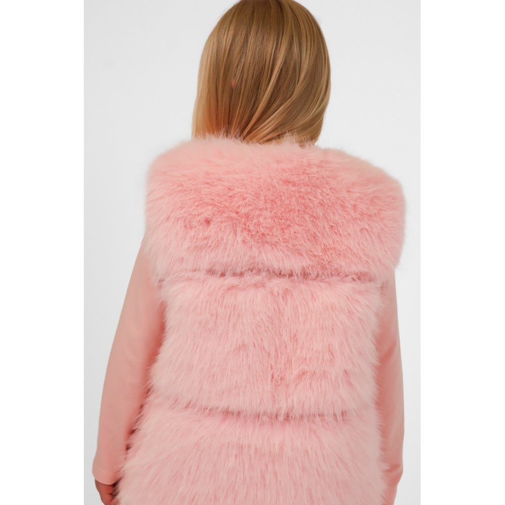 Alora Girls Faux Fur Gilet Baby Pink