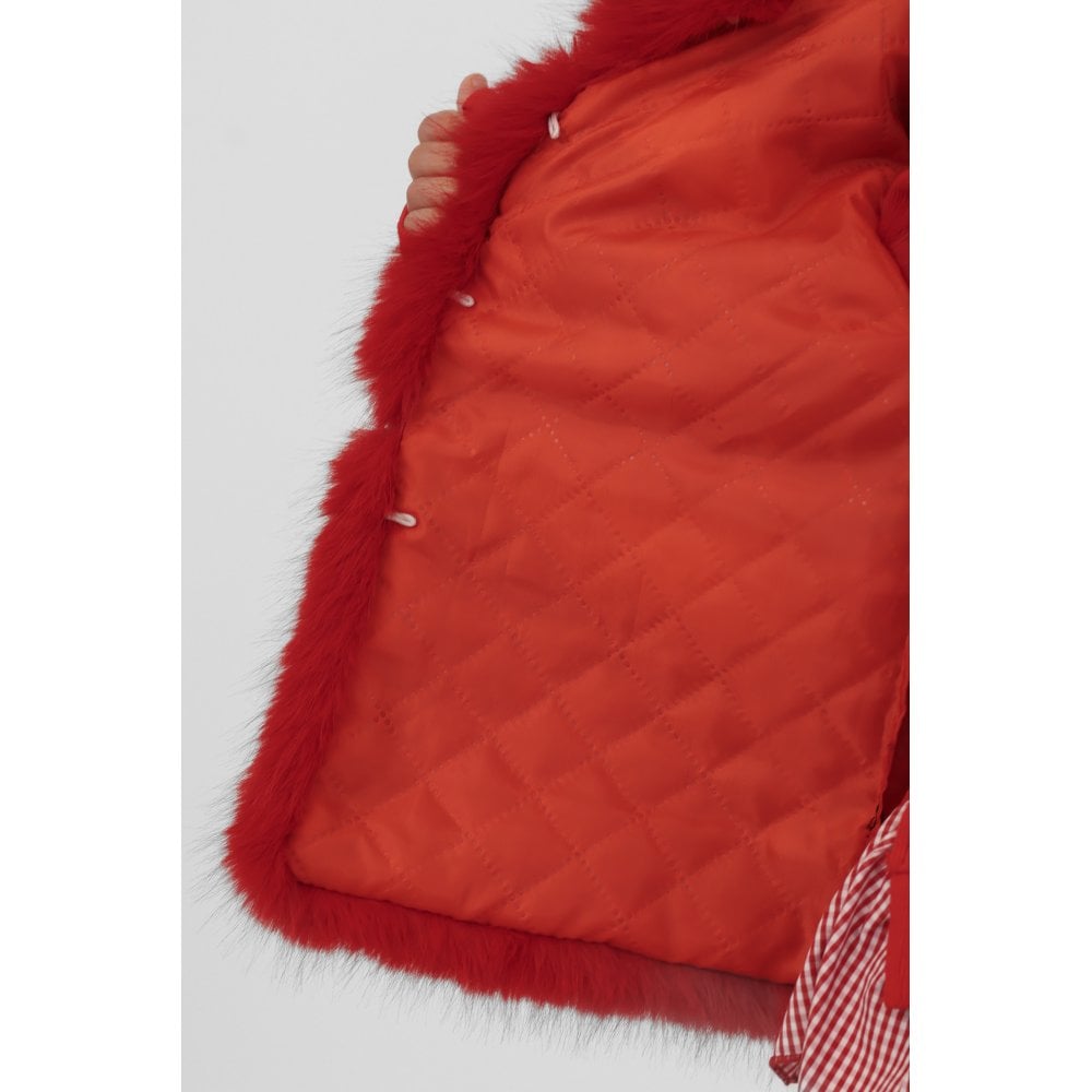 Alora Girls Faux Fur Gilet Red