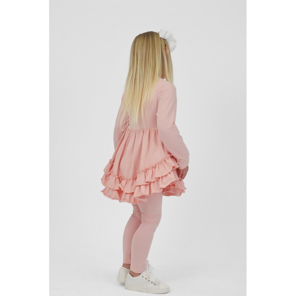 Mae Girls Frilly Legging Tracksuit Pink