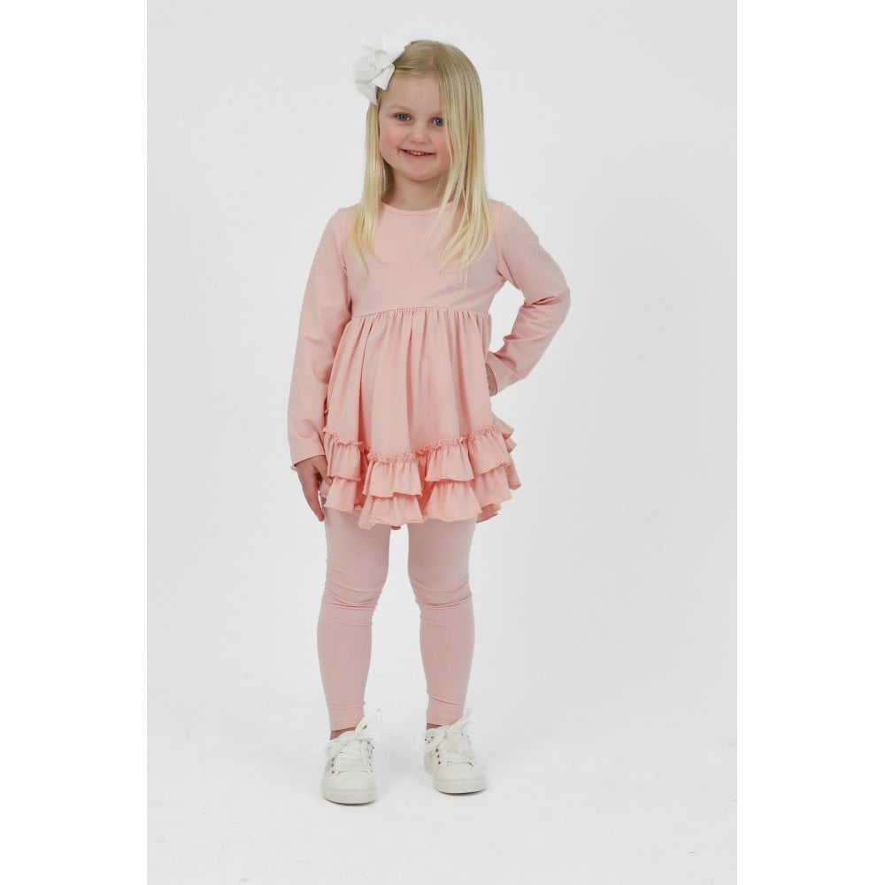 Mae Girls Frilly Legging Tracksuit Pink