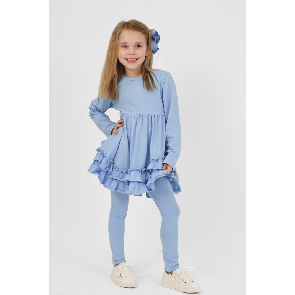 Mae Girls Frilly Legging Tracksuit Blue