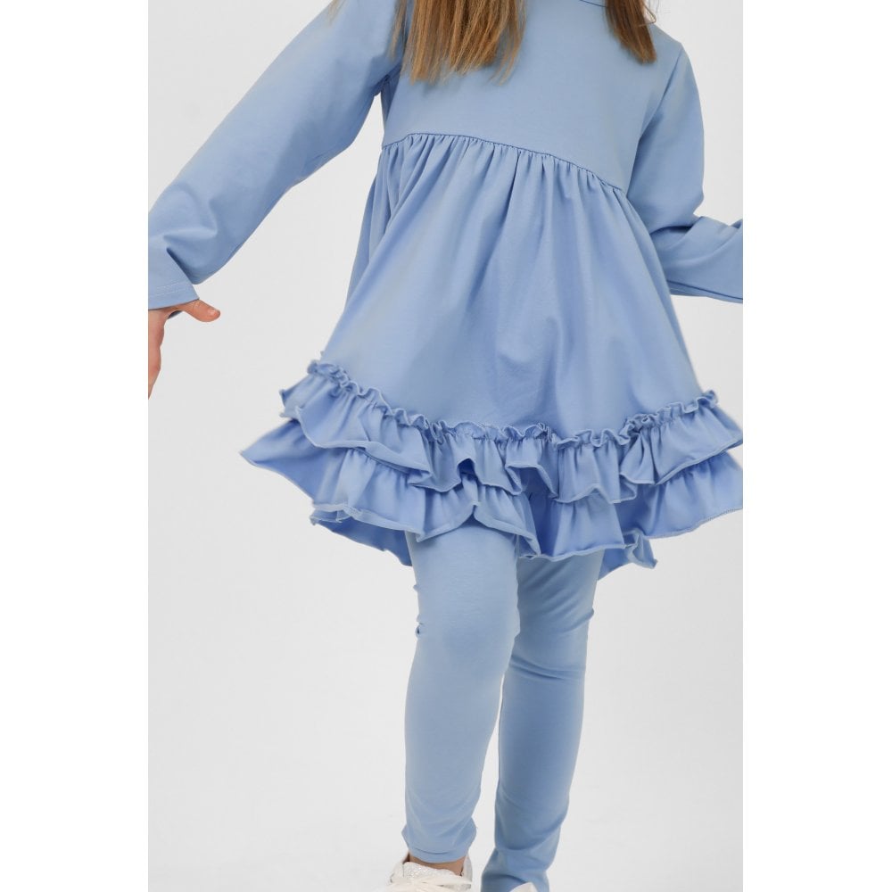 Mae Girls Frilly Legging Tracksuit Blue