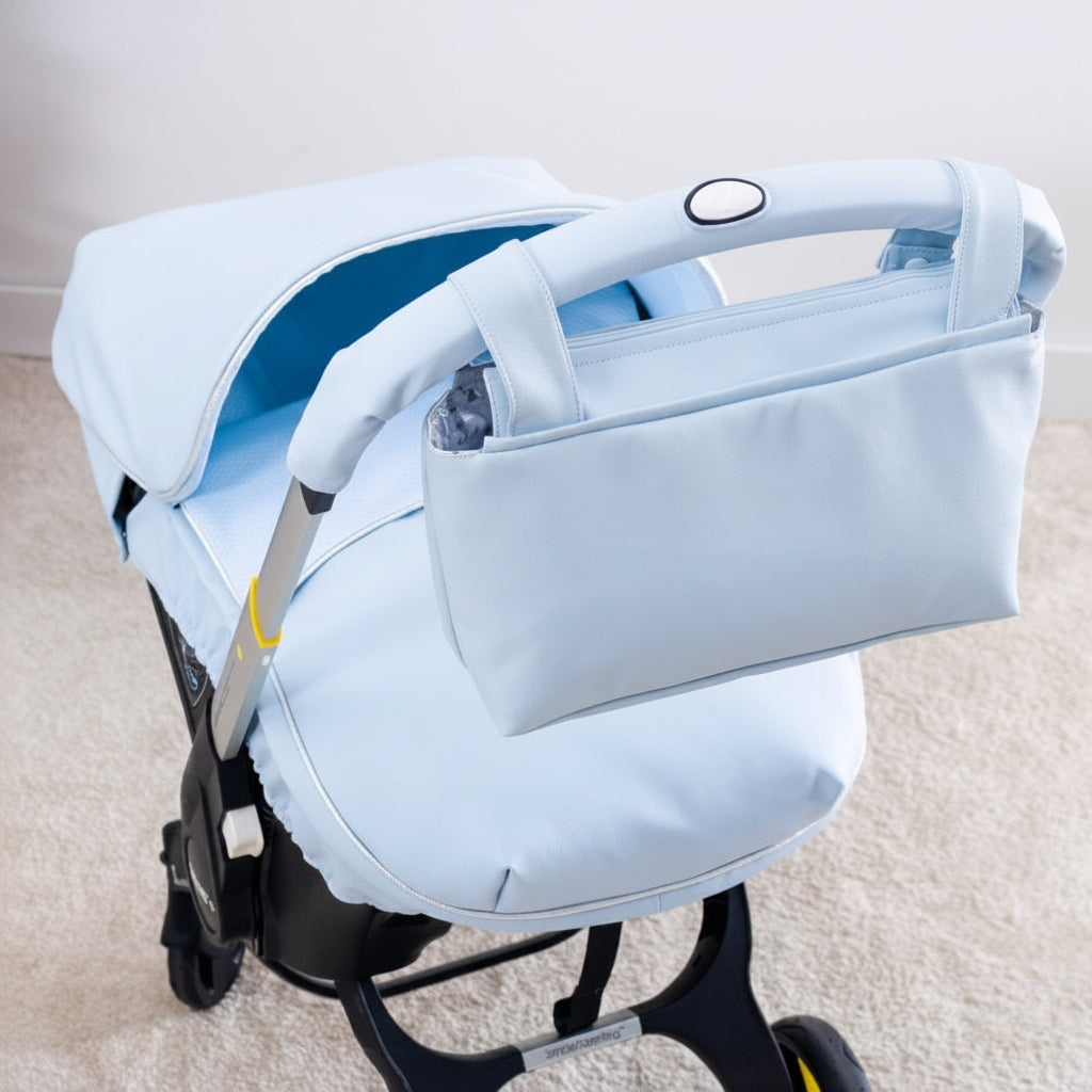 068239 Nubeluna Doona Car Cover Baby Blue/Silver Leatherette