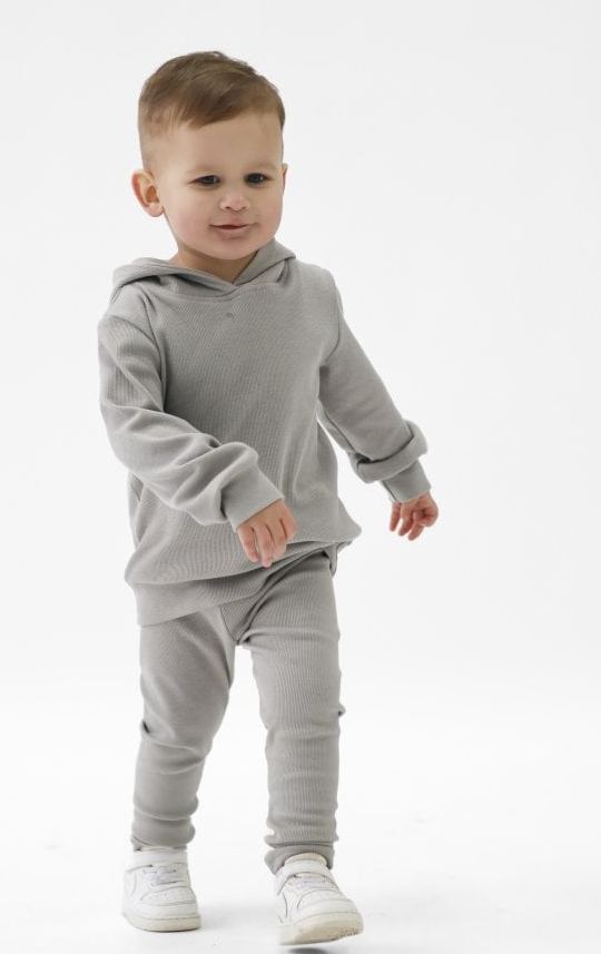 Stormi Ribbed Hoody & Bottoms Grey