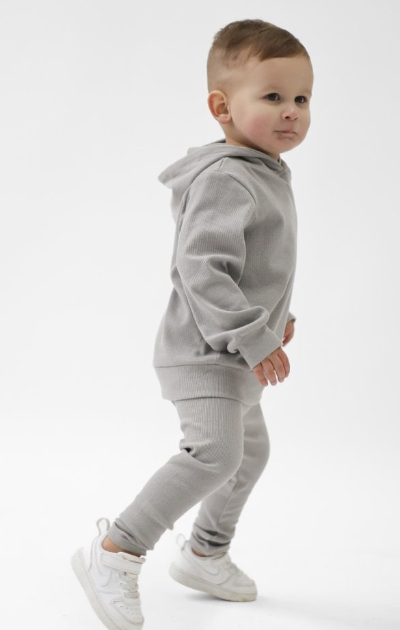 Stormi Ribbed Hoody & Bottoms Grey