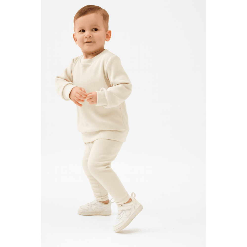 Saint Plain Unisex Legging Tracksuit Set Beige