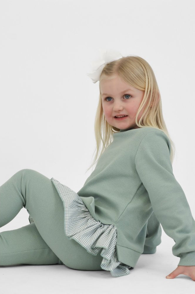 Orla Girls Ribbed Jumper & Legging Set Sage Green