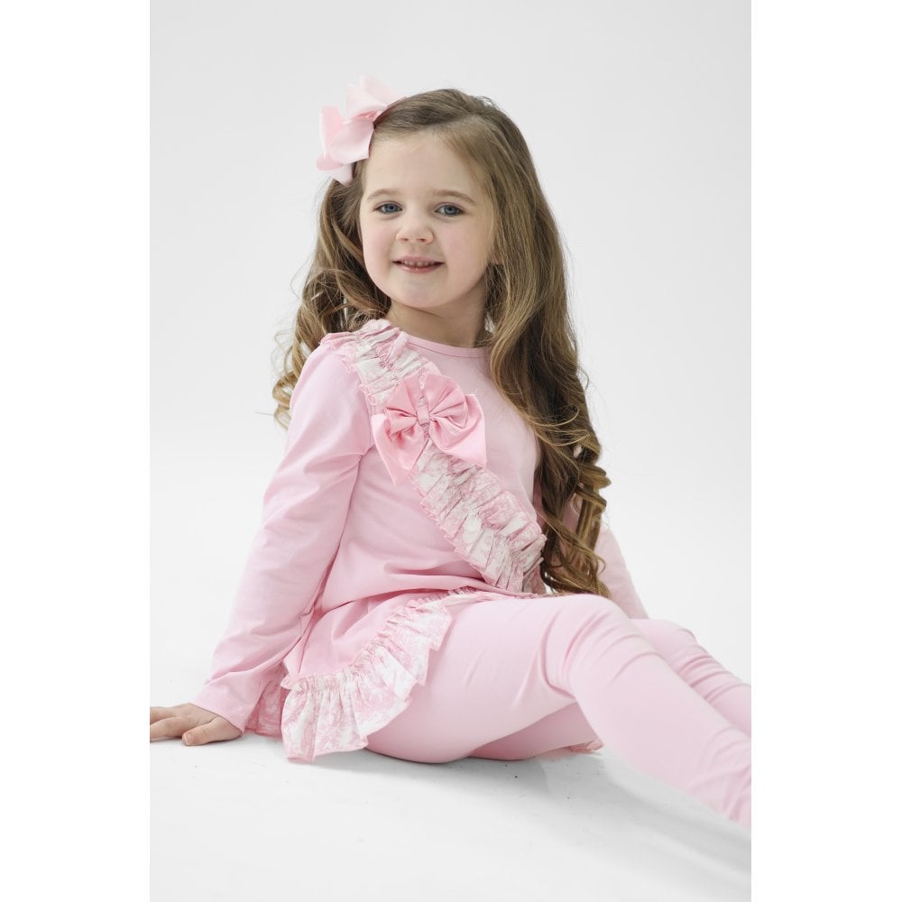 Alba Girls Pink Toile Ruffle Tracksuit Pink