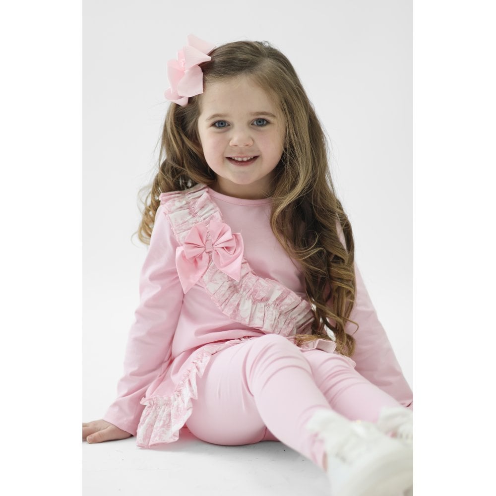 Alba Girls Pink Toile Ruffle Tracksuit Pink