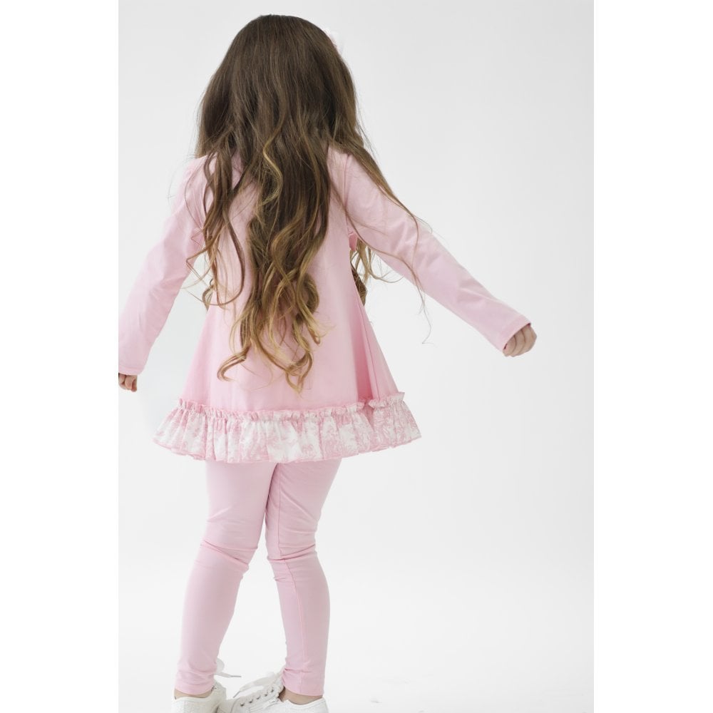 Alba Girls Pink Toile Ruffle Tracksuit Pink