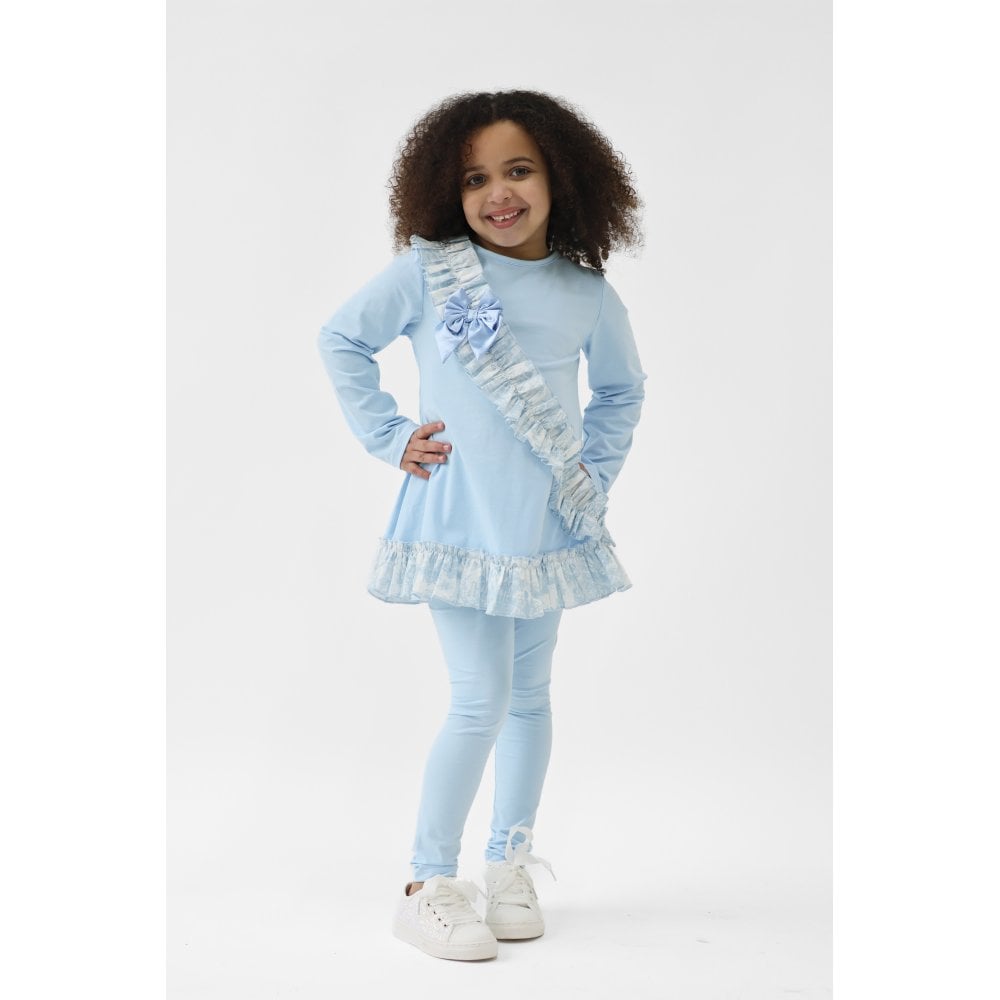 Alba Girls Blue Toile Ruffle Tracksuit
