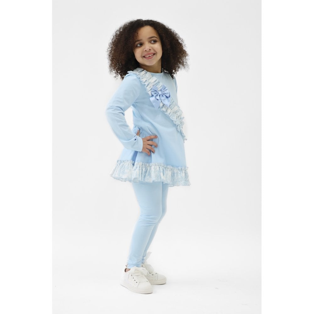 Alba Girls Blue Toile Ruffle Tracksuit