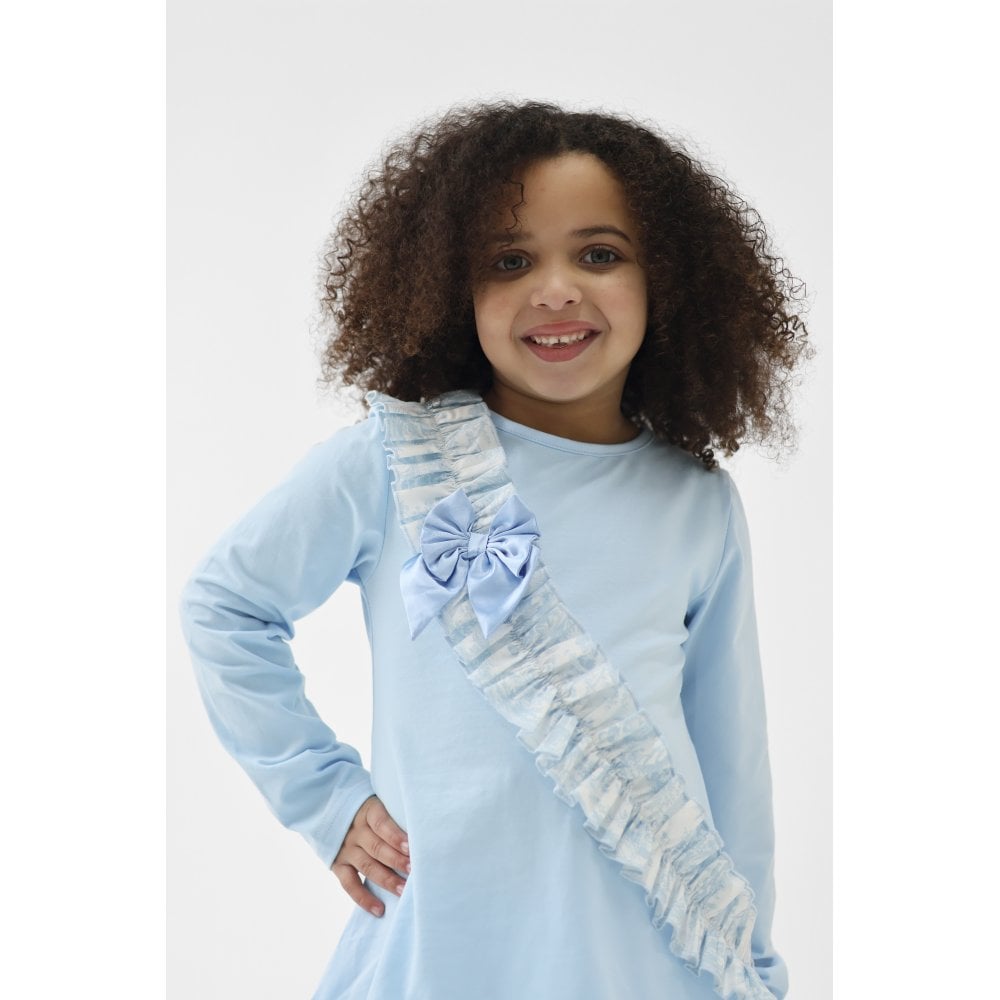 Alba Girls Blue Toile Ruffle Tracksuit