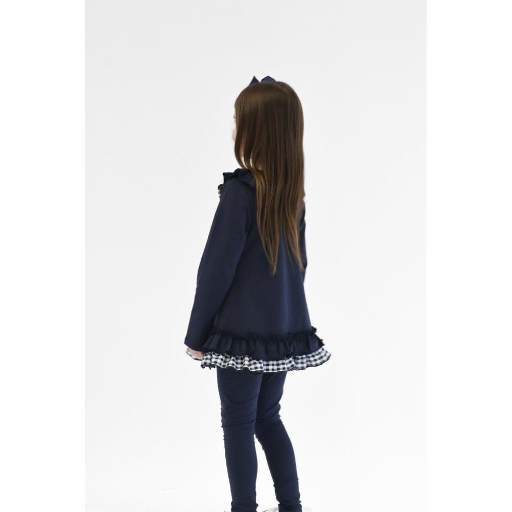 Clara Girls Navy Frilly Checked Tracksuit