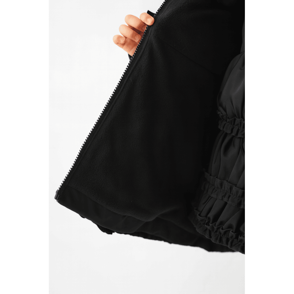 Rosie Girls Ruffle Frilly Padded Coat Black