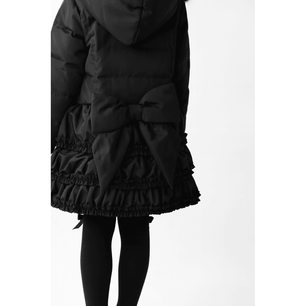 Rosie Girls Ruffle Frilly Padded Coat Black