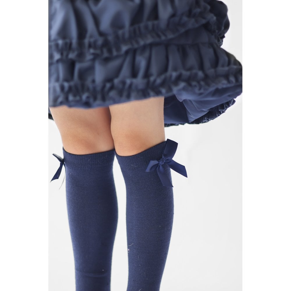 Rosie Girls Ruffle Frilly Padded Coat Navy