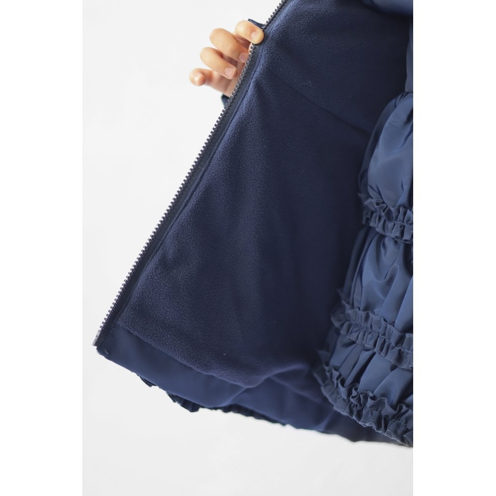 Rosie Girls Ruffle Frilly Padded Coat Navy
