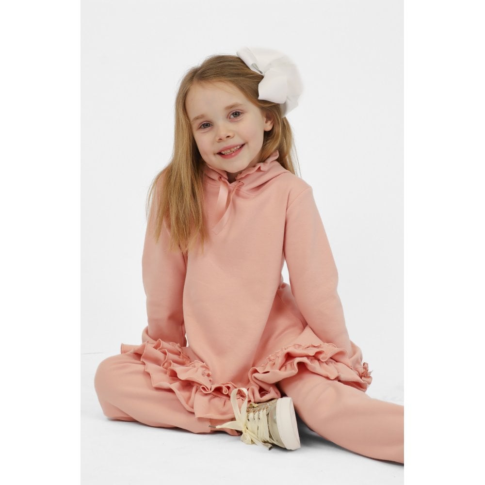Tia Girls Frilly Ribbon Tracksuit Pink