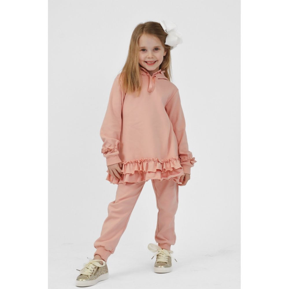Tia Girls Frilly Ribbon Tracksuit Pink