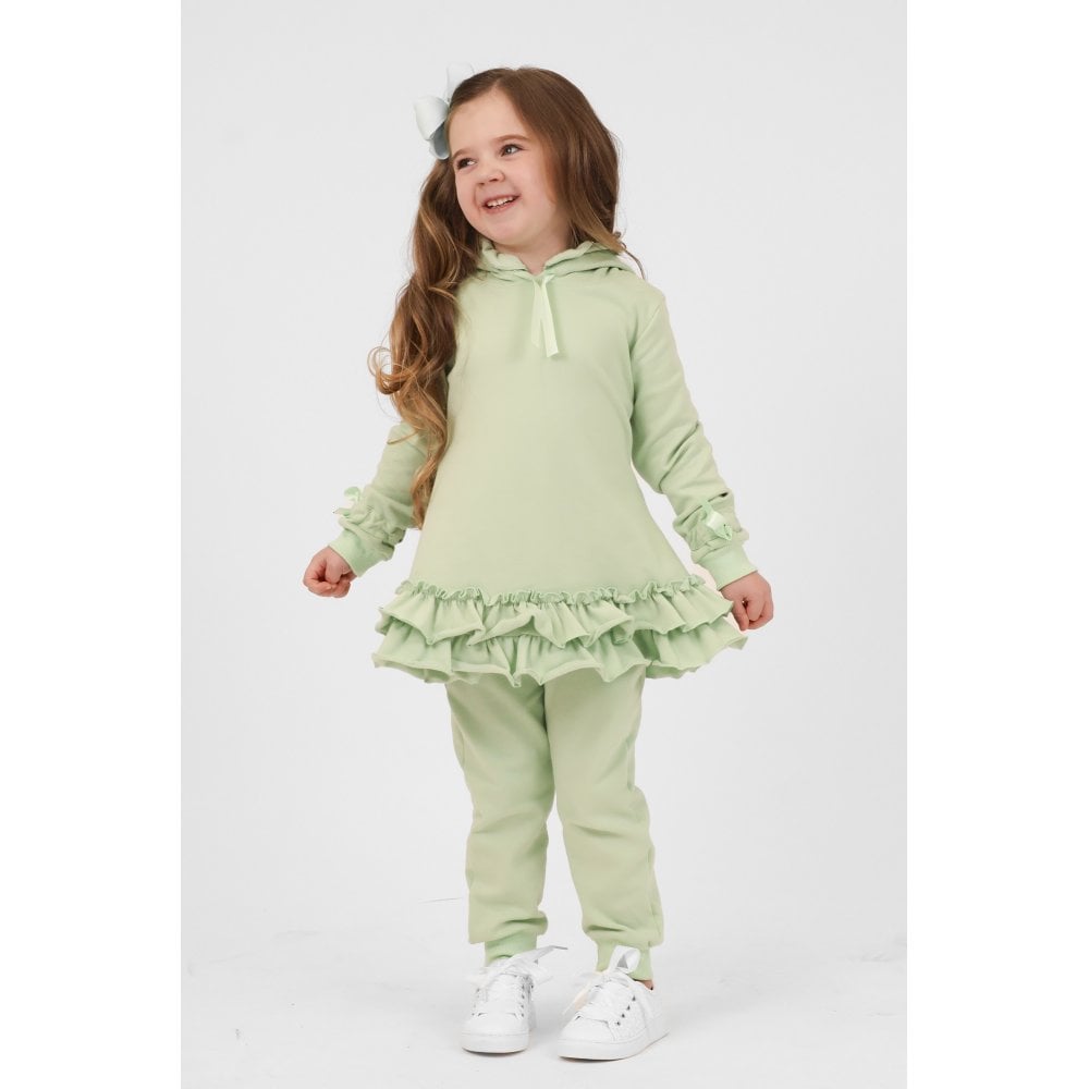 Tia Girls Frilly Ribbon Tracksuit Green
