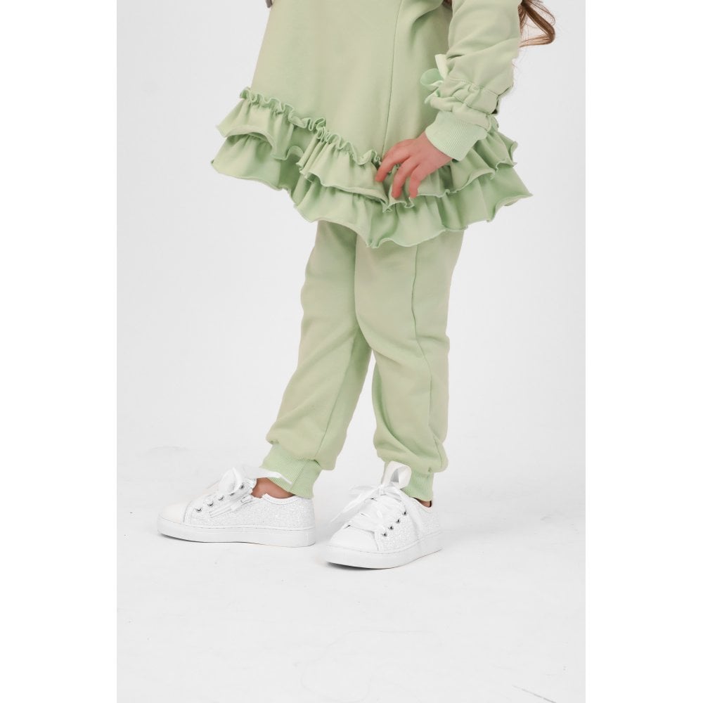 Tia Girls Frilly Ribbon Tracksuit Green