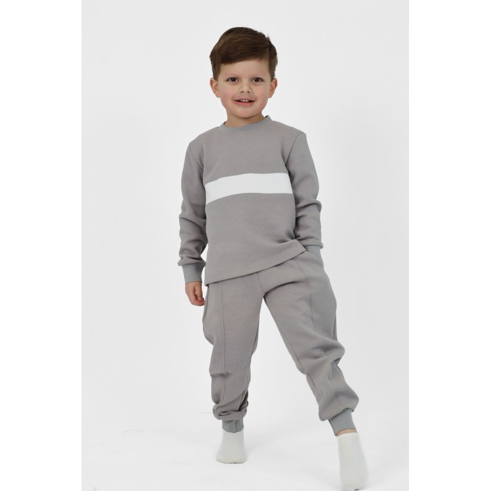Liam Boys Plain Grey Tracksuit Set
