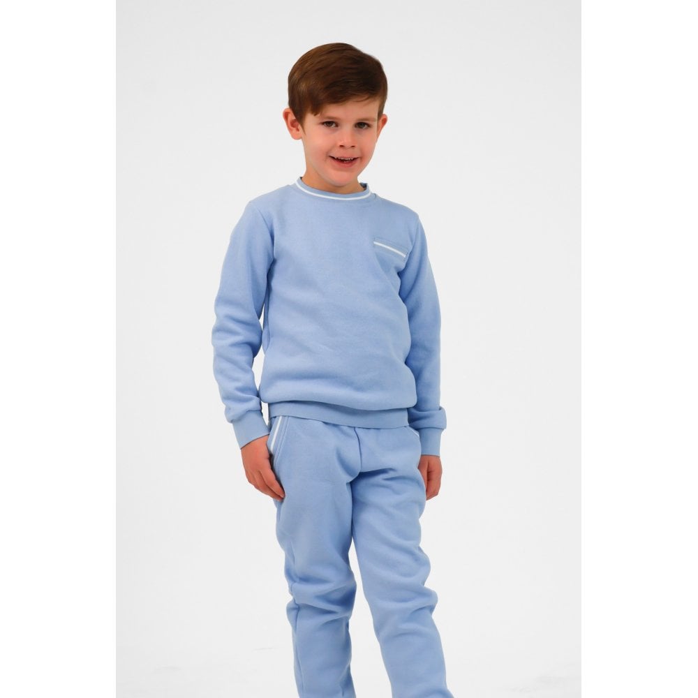 Theo Boys Plain Tracksuit Baby Blue