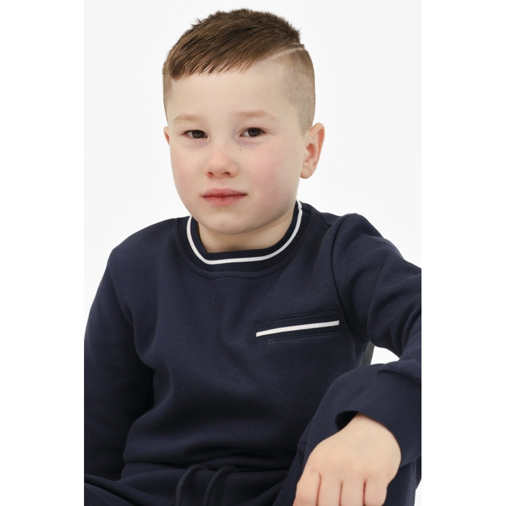 Theo Boys Plain Tracksuit Navy