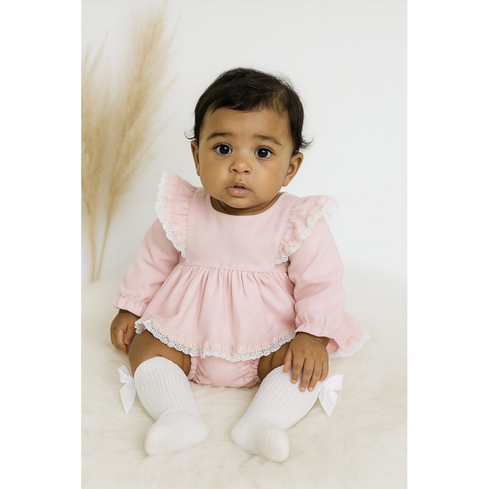 BB2534 Baby Girls Ceyber Pink Frilly Dress & Bloomers