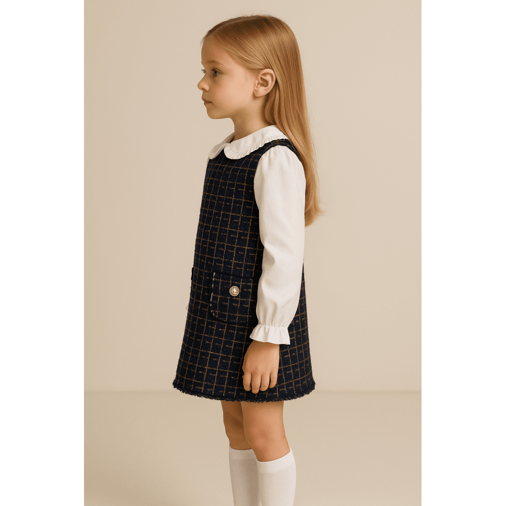 Girls Classic Look Dress Navy