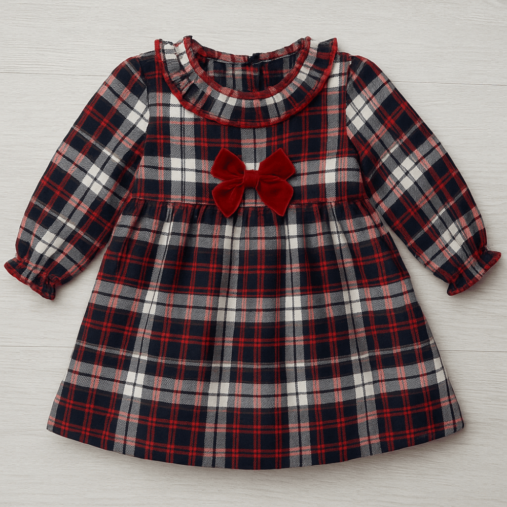 25660 Girls Red Tartan Checked Dress